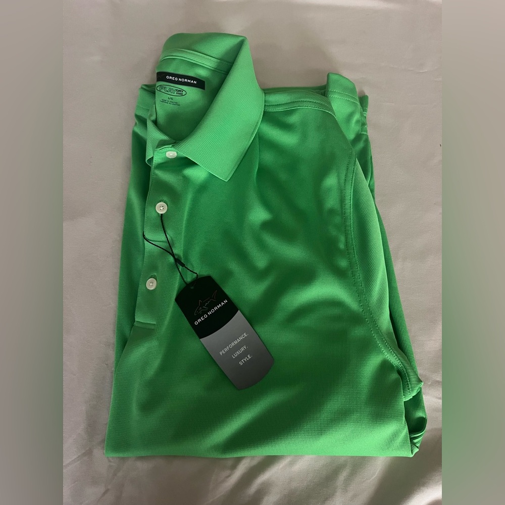 Greg Norman Collection Men's Polo Shirt 3Set - Green, Red & Blue w/white strips. - Picture 2 of 16